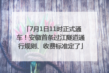 7月1日11时正式通车！安徽首条过江隧道通行规则、收费标准定了